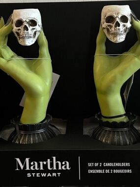Home Goods Martha Stewart Witch Hands Skeleton Taper Candle Holders Halloween